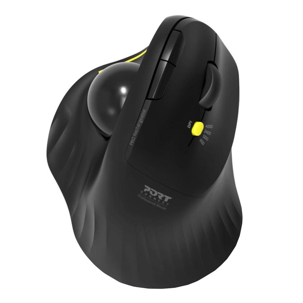 [900719] Port Connect Mouse Ergonomic Rechargeable Bluetooth TrackBall