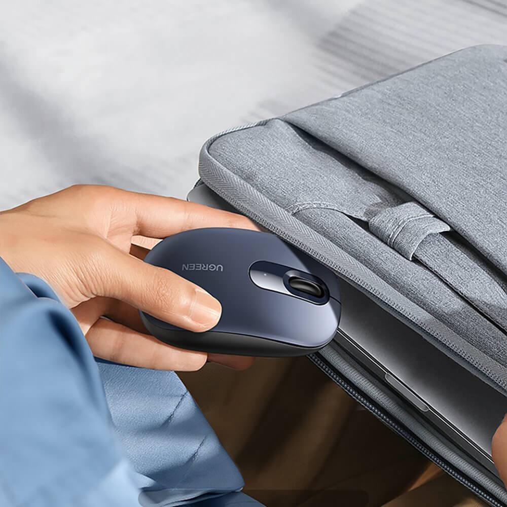 [MU006-25753] UGREEN Ergonomic Wireless Mouse (2.4G & BT) - Blue