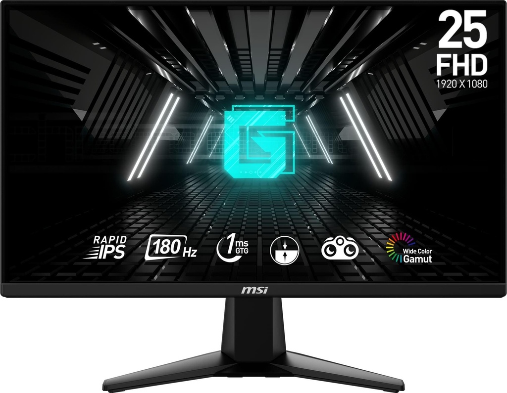 [G255F] MSI G255F 25" Gaming Monitor 1920x1080 (FHD) Rapid IPS 1mz 180Hz Adaptive Sync HDMI Displayport Black 