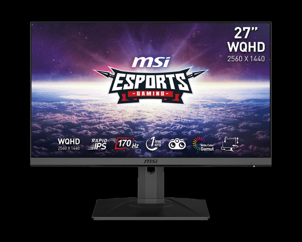 [G272QPF] MSI G272QPF 27" Gaming Monitor 2560 x 1440 (QHD) Rapid IPS 1ms 170Hz G-Sync Compatible HDR Ready HDMI Displayport Tilt Swivel Height Adjustable Pivot