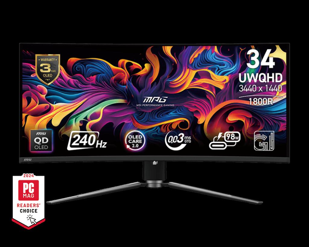 [MPG341CQPXQD-OLED] MSI MAG 341CQPX QD-OLED Curved Gaming Monitor 3440 x 1440 (UWQHD) 240Hz