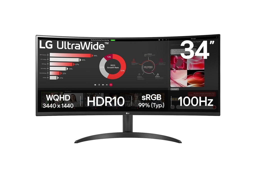 [34WR50QK-B.AFB] LG UltraWide 34" QHD VA Curved Monitor 100Hz
