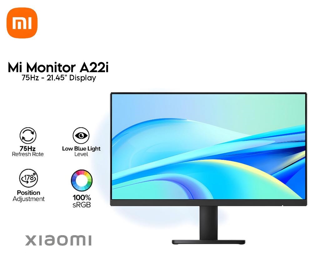Xiaomi A22i 22" Full HD 1080p VA Monitor (75Hz, 6ms, 16:9, HDMI/DP, Flicker-Free, & VESA Mount)