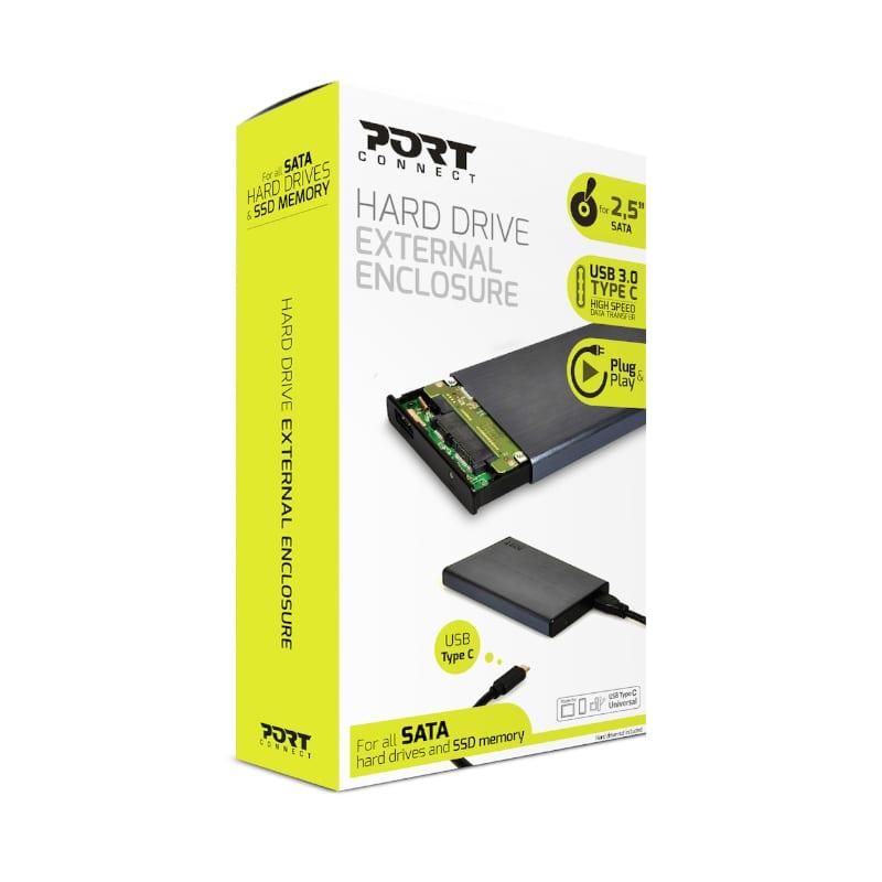 [900035] Port Connect 2.5" USB-C External HDD Enclosure Black