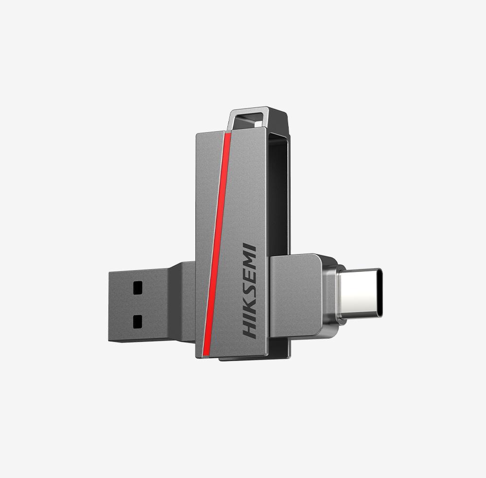 Hiksemi Dual-Slim 256GB USB3.2 + Type-C Flash Drive - Grey