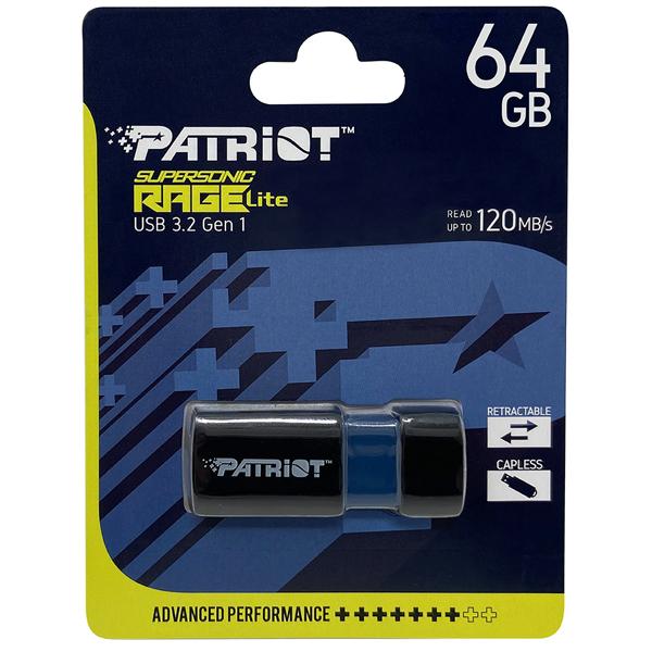 [PEF64GRLB32U] Patriot Rage Lite 64GB USB3.2 Flash Drive - Black