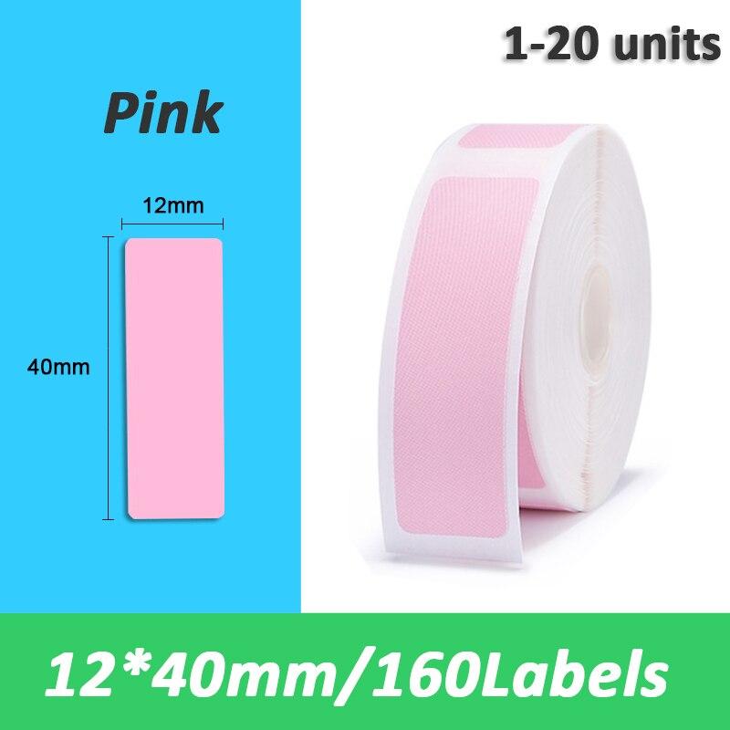 [T12_40-160PINK] NIIMBOT D11/D110/D101/H1S Thermal Label 12x40mm - 160 Labels Per Roll - Pink