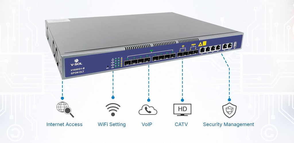[V1600G0-B] V-SOL 4 Port GPON OLT 2XRJ45+2X(SFP+)