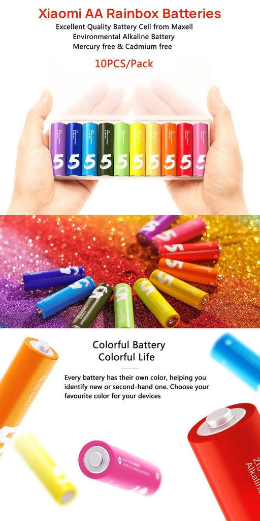 [BHR5393GL] Xiaomi AA Rainbow Batteries (10 Pack)
