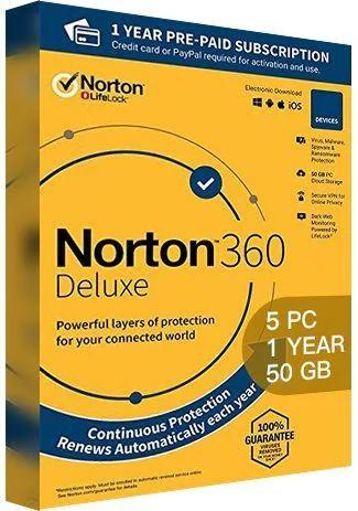 [21427999-P] Norton 360 Deluxe 50Gb AF 1 User 5 Device 12 Months - Physical Package