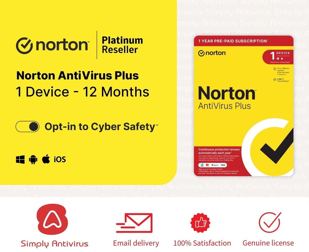 [21426595] Norton Antivirus Plus 2GB 1 User 1 Device 12 Months 