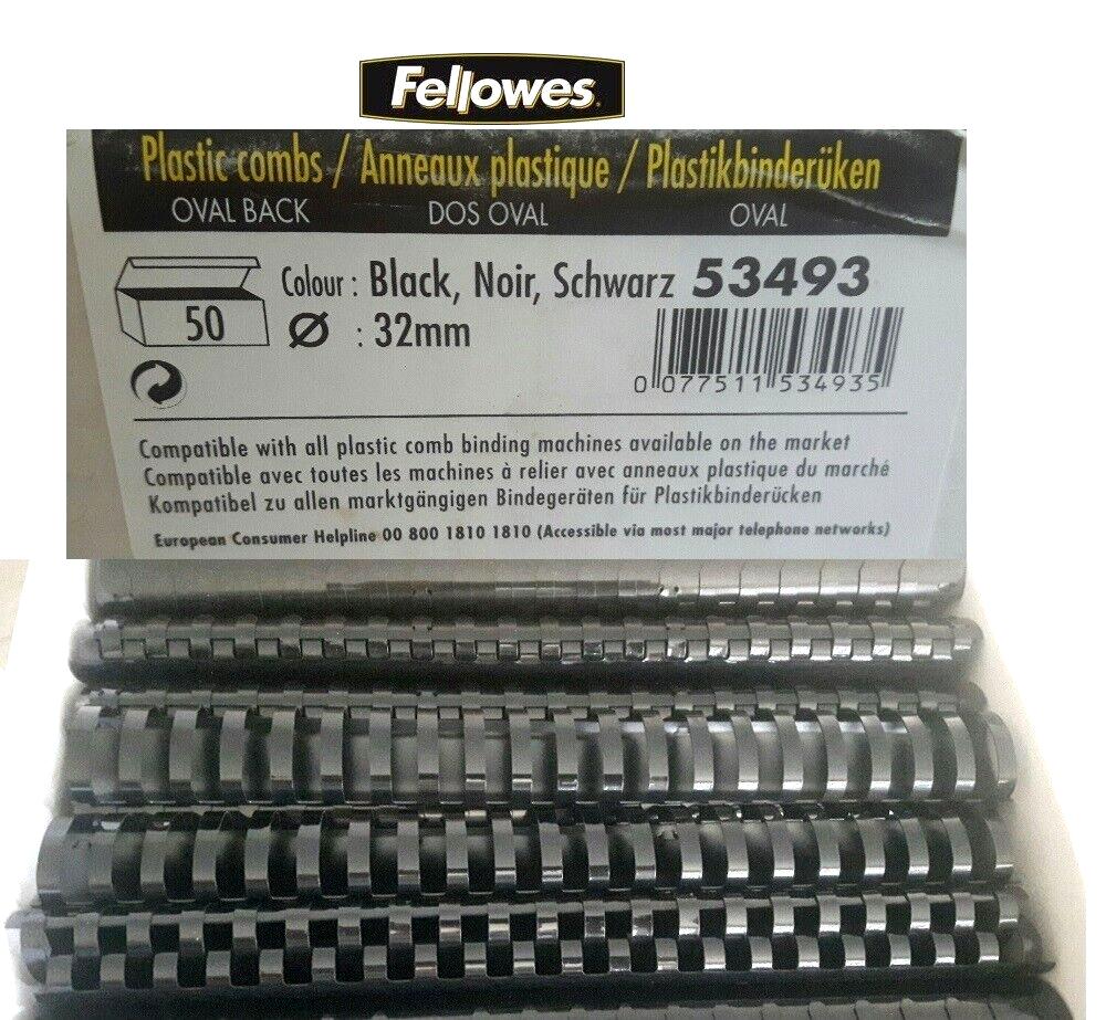 [5349302] Fellowes 32MM Comb Black 50pk
