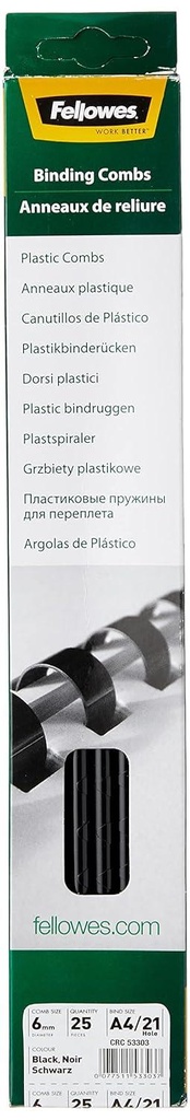 Fellowes 6MM Comb Retail Pack - white