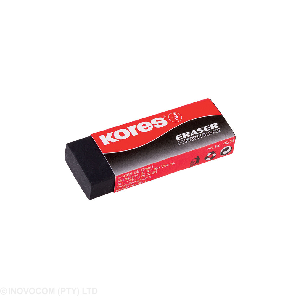 [KOR-EC-40202] Large Eraser 60 X 21 X 10mm Sleeved - Black