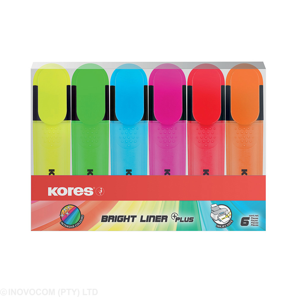 [KOR-HL-36160] Bright Liner Plus  - Chisel Tip  Wallet 6 - NEON
