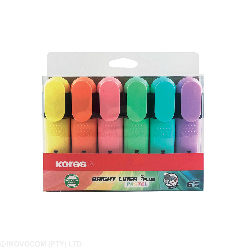 [KOR-HL-36166] Bright Liner Plus  - Chisel Tip  Wallet 6 - PASTEL