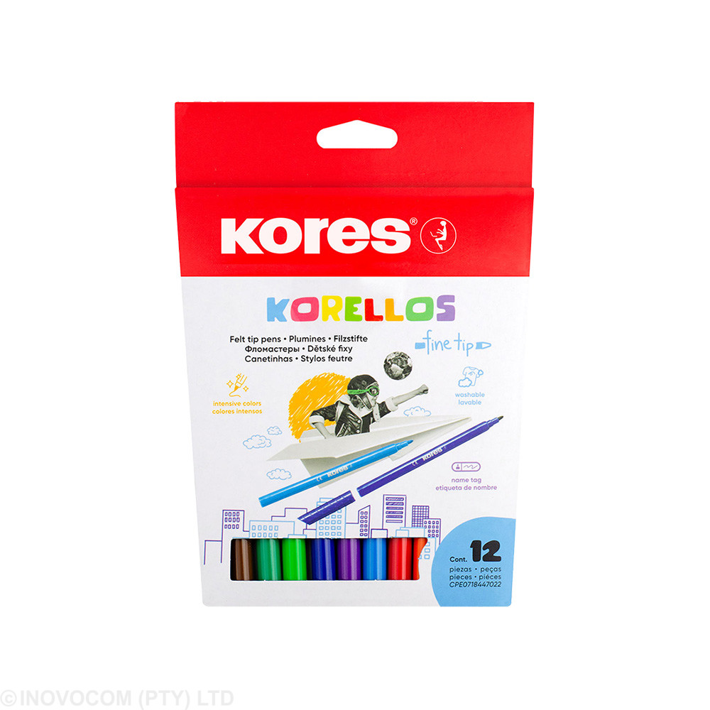 [KOR-CPCL-29013] Korellos Felt Tip Pens 12's
