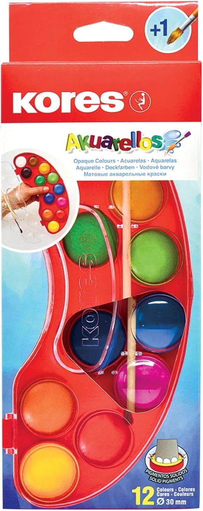 Akuarellos Watercolour paints 12's in paint palette