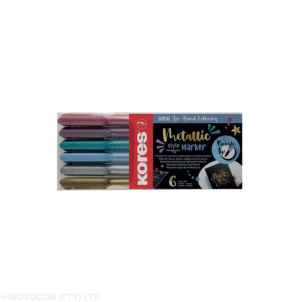 [KOR-CPCL-21461] Metallic Style Brush Tip Markers 6's