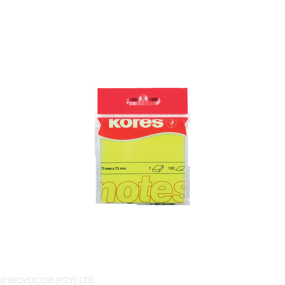 [KOR-NCI-47076] Neon 75 x 75mm adhesive notes / 100 sheets - Yellow