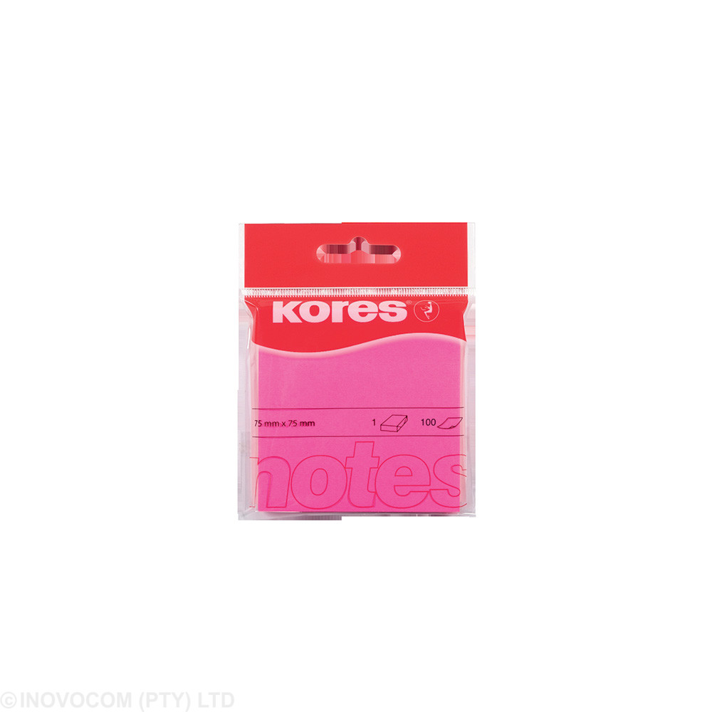 [KOR-NCI-47075] Neon 75 x 75mm adhesive notes / 100 sheets - Pink