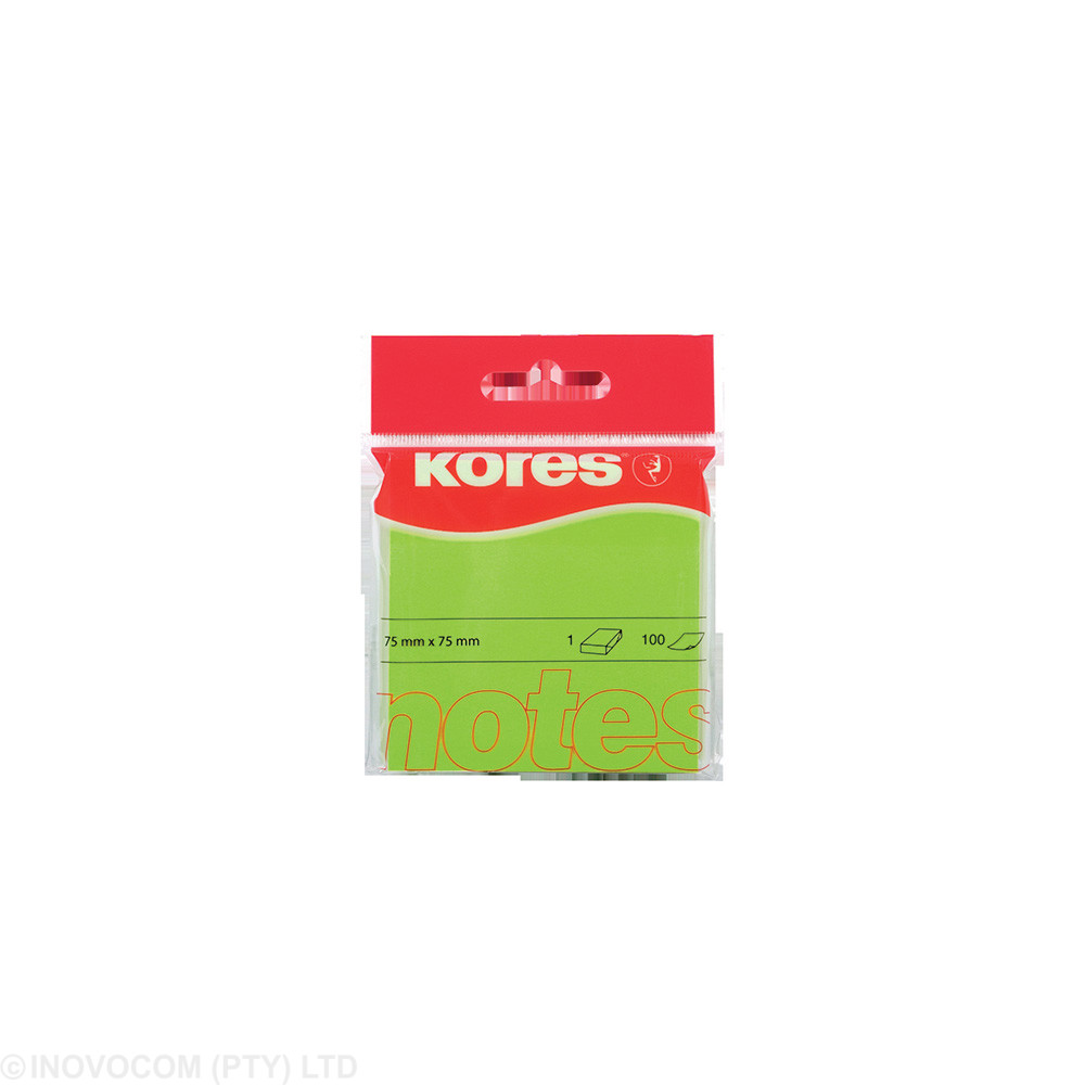 [KOR-NCI-47077] Neon 75 x 75mm adhesive notes / 100 sheets - Green