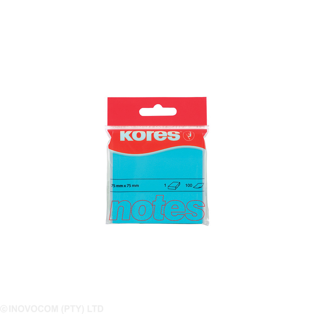 Neon 75 x 75mm adhesive notes / 100 sheets - Blue