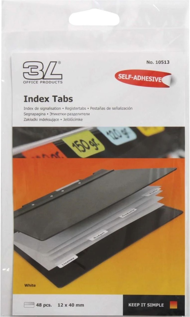 [3L_IT10513] Index Tabs - White 48 pk