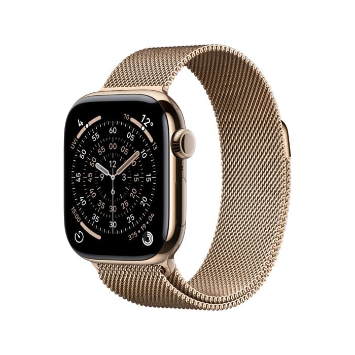 [MFD74AF_A] Apple Watch Series 11 Gps + Cellular  46Mm Gold Titanium Case With Gold Milanese Loop  - S/M