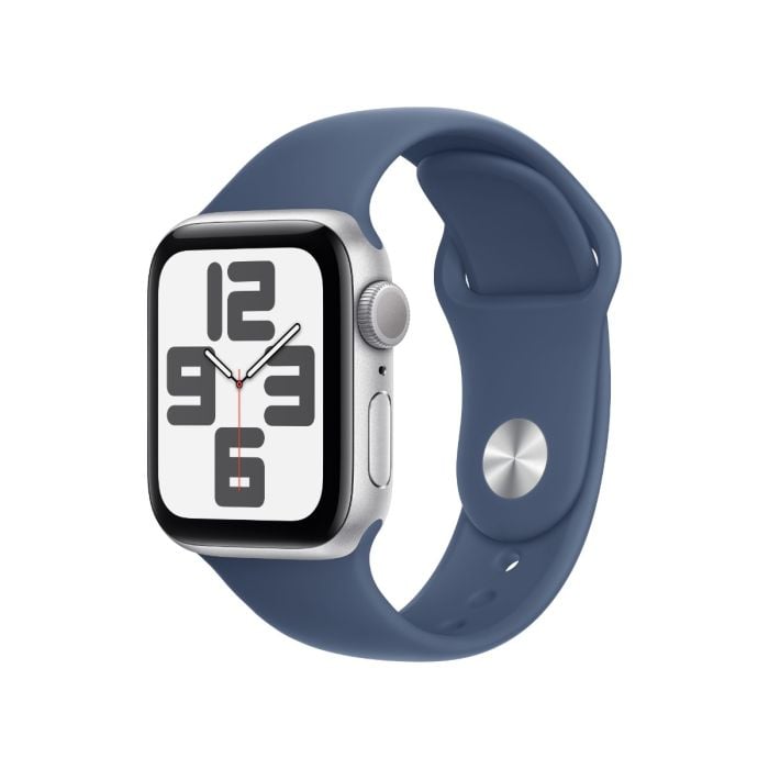 [MXEQ3QA_A] Apple Watch Se Gps 44Mm Silver Aluminium Case With Denim Sport Band - S/M