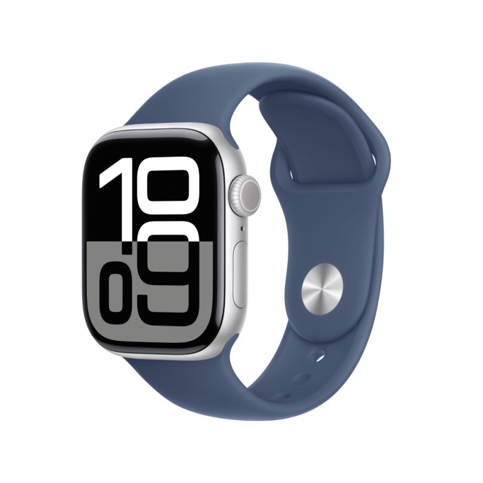 [MWWM3QA_A] Apple Watch Series 10 Gps 46Mm Silver Aluminium Case With Denim Sport Band - M/L