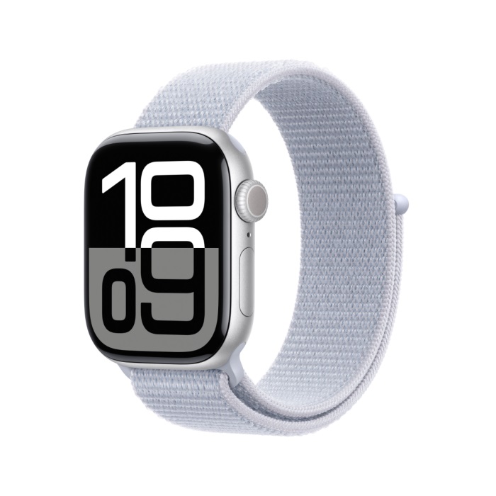 [MWWN3QA_A] Apple Watch Series 10 Gps 46Mm Silver Aluminium Case With Blue Cloud Sport Loop