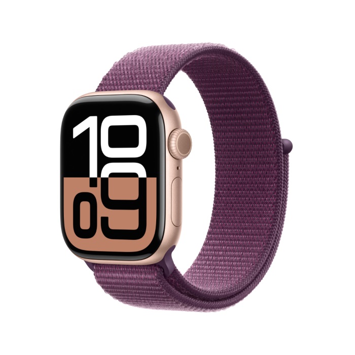 [MWWV3QA_A] Apple Watch Series 10 Gps 46Mm Rose Gold Aluminium Case With Plum Sport Loop