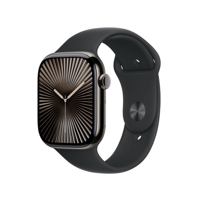 [MWXH3QA_A] Apple Watch Series 10 Gps + Cellular 42Mm Slate Titanium Case With Black Sport Band - M/L