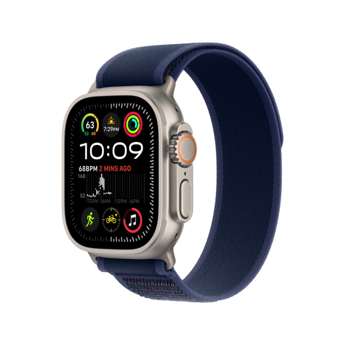 [MX4J3QA_A] Apple Watch Ultra 2 Gps + Cellular 49Mm Natural Titanium Case With Blue Trail Loop - S/M