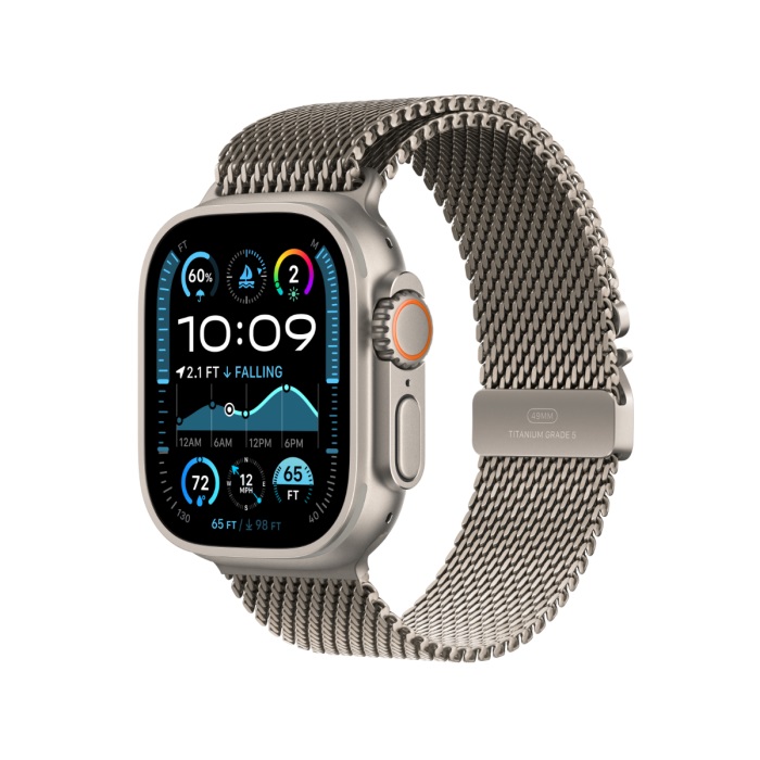 [MX4M3QA_A] Apple Watch Ultra 2 Gps + Cellular 49Mm Natural Titanium Case With Natural Titanium Milanese Loop - S