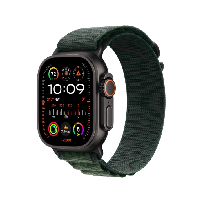 [MX4T3QA_A] Apple Watch Ultra 2 Gps + Cellular 49Mm Black Titanium Case With Dark Green Alpine Loop - Large