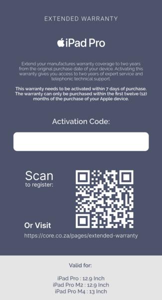 [N6115] Extended Warranty: Ipad Pro 12.9" & Ipad Pro 13"