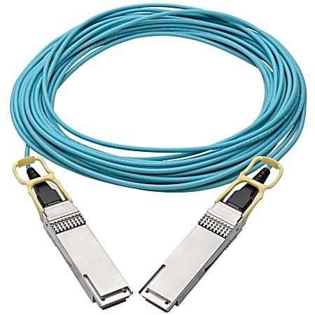[N28H-10M-AQ] QSFP28 to QSFP28 Active Optical Cable - 100GbE, AOC, M/M, Aqua, 10M (32.8 ft.)