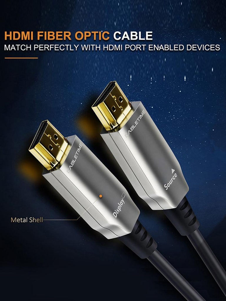 [P568-60M-FBR] 4K HDMI Fiber Active Optical Cable (AOC) - 4K 60 Hz, HDR, 4:4:4 (M/M), 60 m