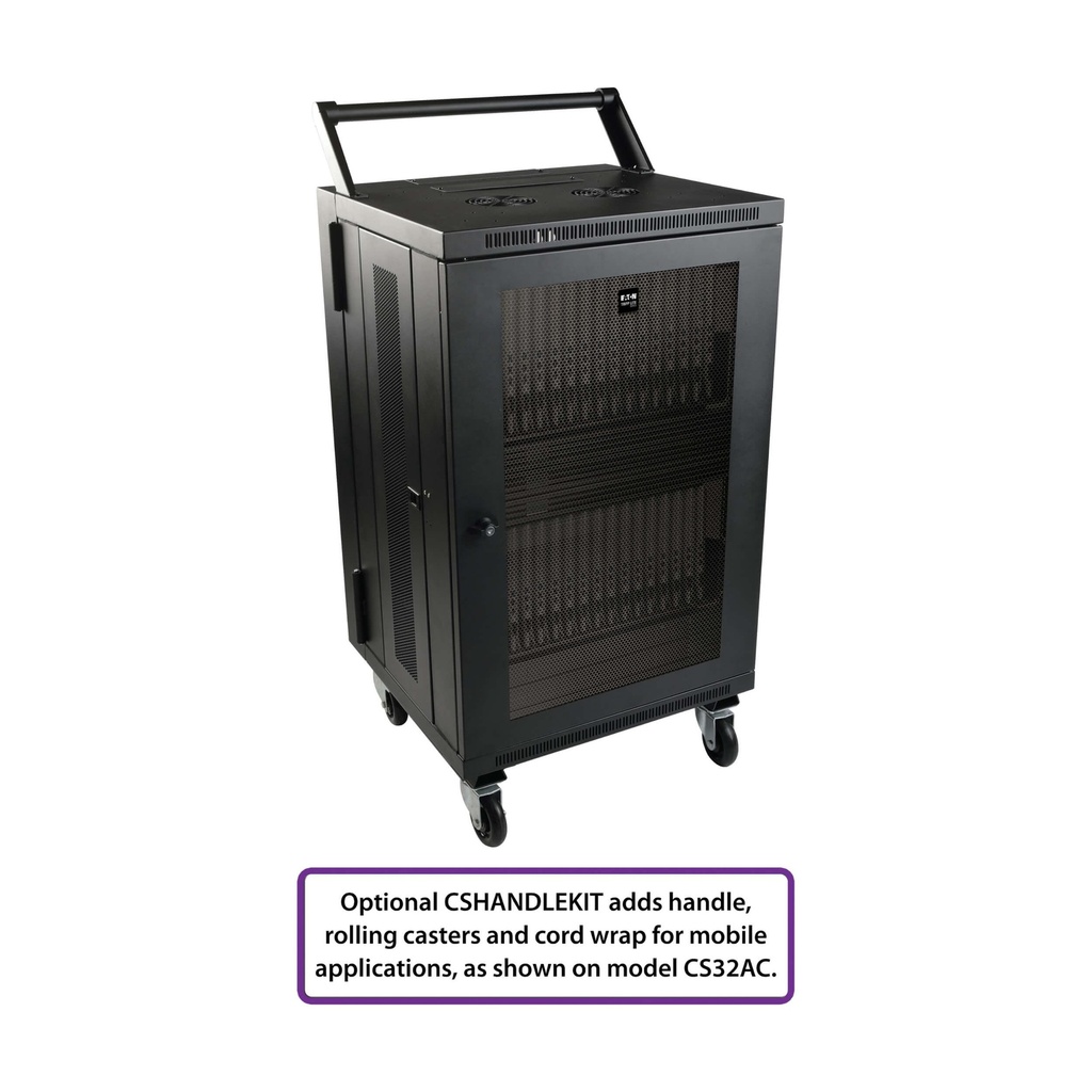 Mobile Cart Conversion Kit with Handle, Casters and Power Cord Manager for Tablet/Chromebook Charging Stations