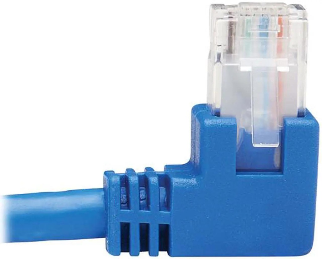 [N204-001-BL-RA] Right-Angle Cat6 Gigabit Molded UTP Ethernet Cable (RJ45 Right-Angle M to RJ45 M), Blue, 1 ft. (0.31 m)