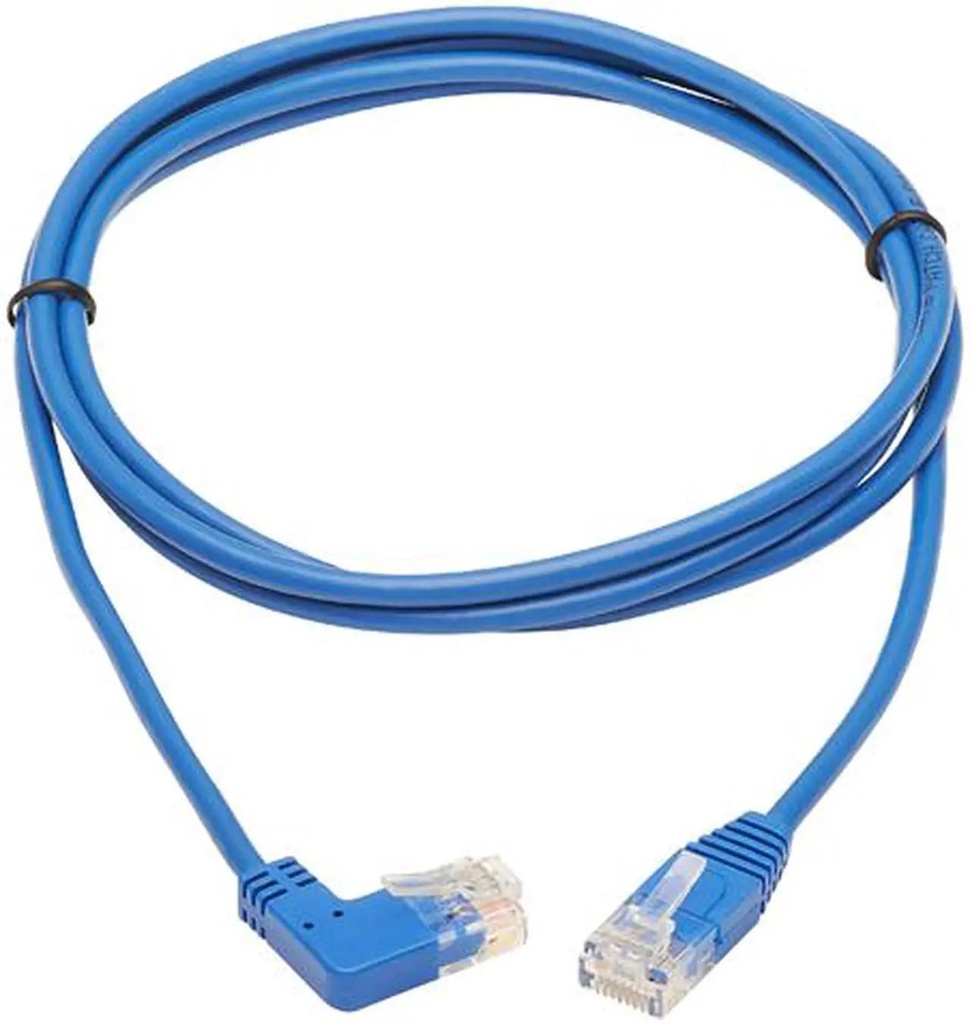 [N204-003-BL-RA] Right-Angle Cat6 Gigabit Molded UTP Ethernet Cable (RJ45 Right-Angle M to RJ45 M), Blue, 3 ft. (0.91 m)