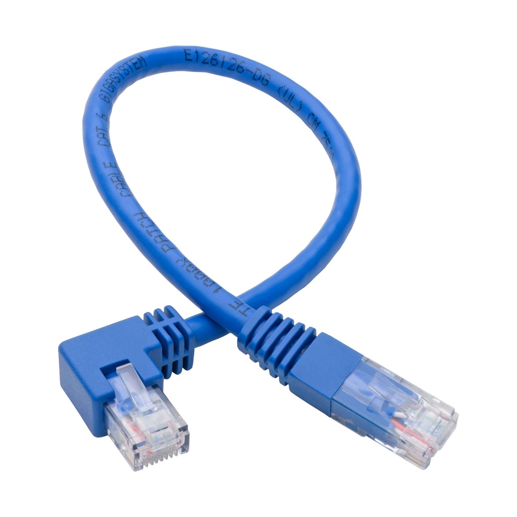 [N204-010-BL-RA] Right-Angle Cat6 Gigabit Molded UTP Ethernet Cable (RJ45 Right-Angle M to RJ45 M), Blue, 10 ft. (3.05 m)