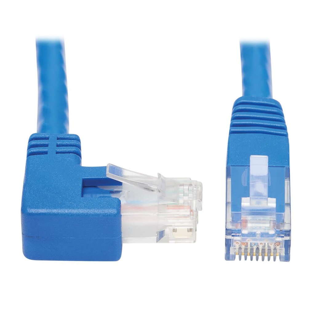[N204-015-BL-DN] Down-Angle Cat6 Gigabit Molded UTP Ethernet Cable (RJ45 Right-Angle Down M to RJ45 M), Blue, 15 ft. (4.57 m)