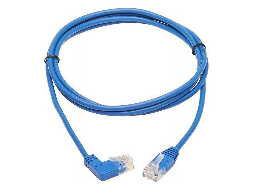 [N204-S07-BL-DN] Down-Angle Cat6 Gigabit Molded Slim UTP Ethernet Cable (RJ45 Right-Angle Down M to RJ45 M), Blue, 7 ft. (2.13 m)
