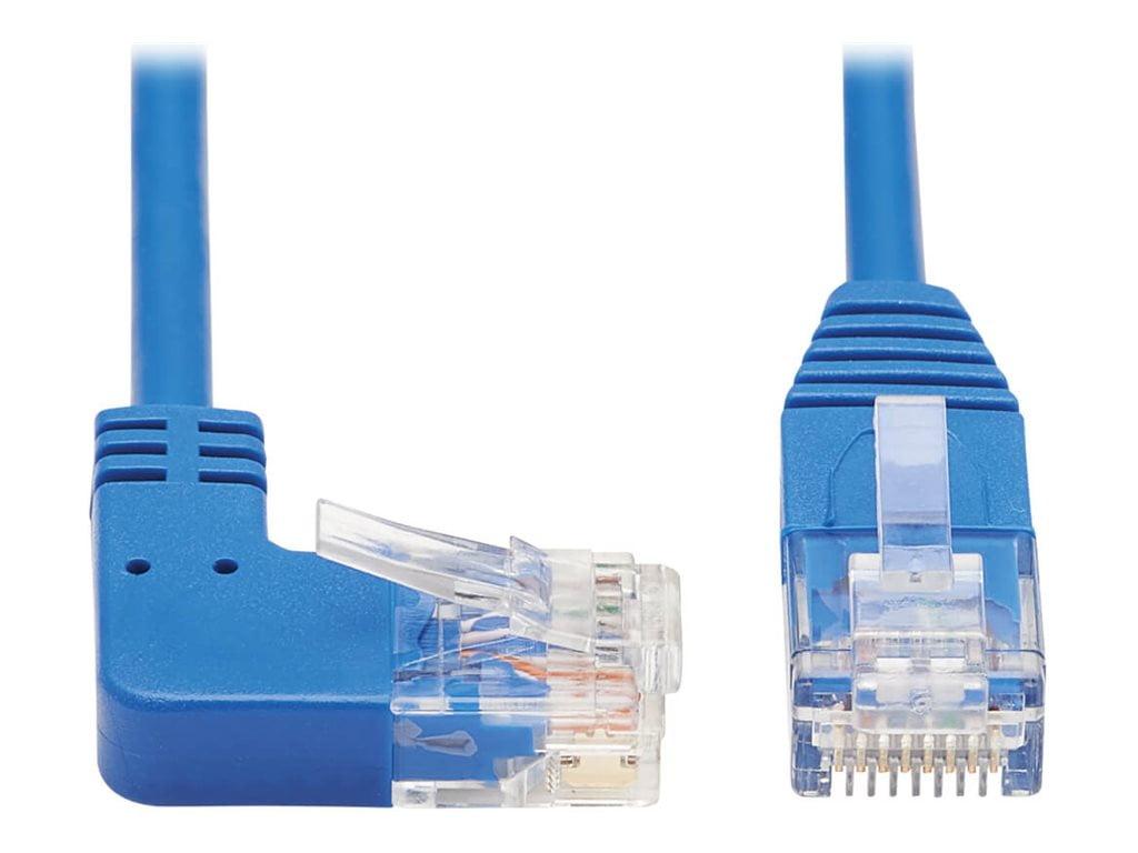 [N204-S15-BL-DN] Down-Angle Cat6 Gigabit Molded Slim UTP Ethernet Cable (RJ45 Right-Angle Down M to RJ45 M), Blue, 15 ft. (4.57 m)
