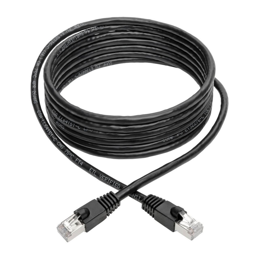 [N262-003-BK] Cat6a 10G Snagless Shielded STP Ethernet Cable (RJ45 M/M), PoE, Black, 3 ft. (0.91 m)