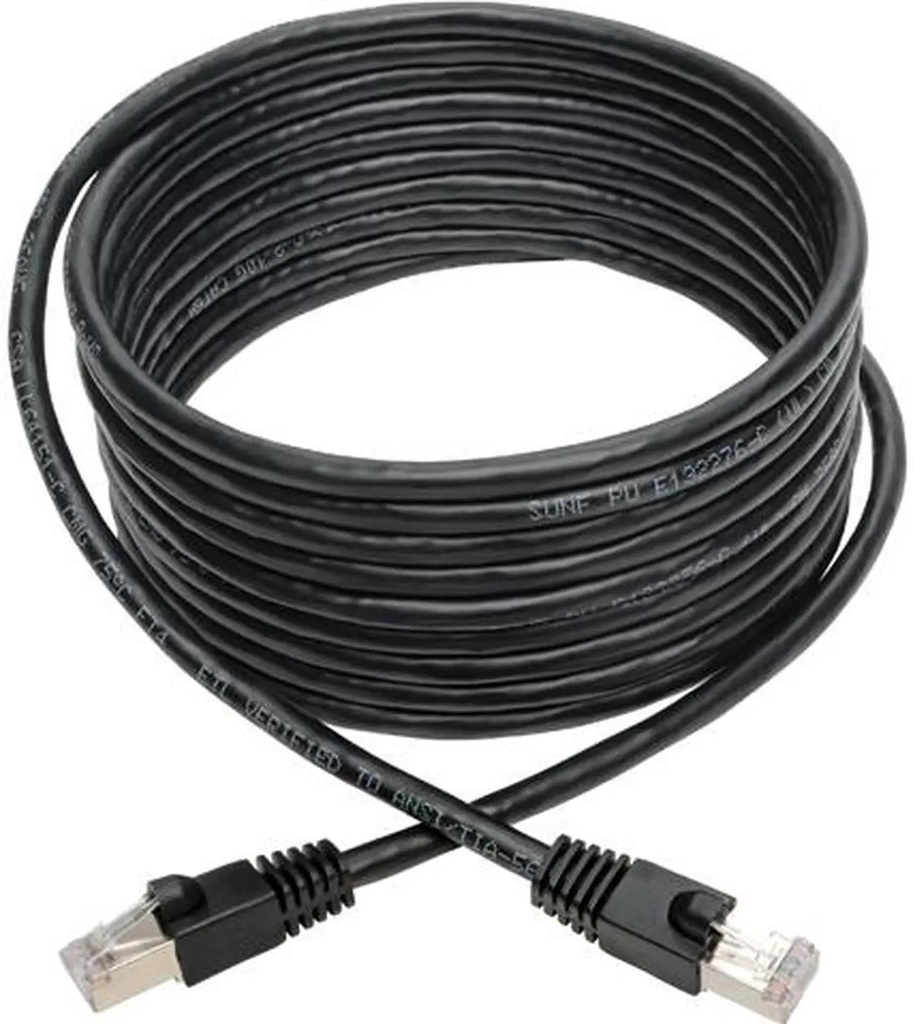 [N262-015-BK] Cat6a 10G Snagless Shielded STP Ethernet Cable (RJ45 M/M), PoE, Black, 15 ft. (4.57 m)