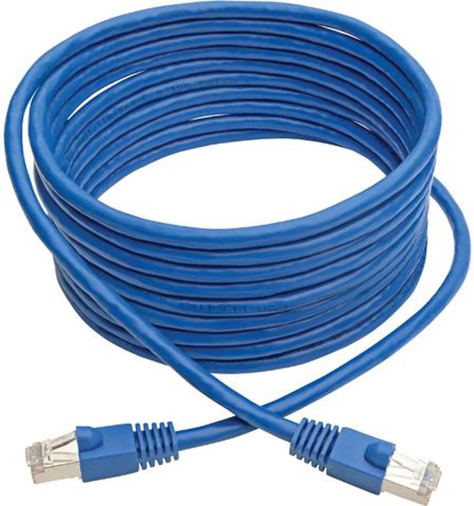 [N262-015-BL] Cat6a 10G Snagless Shielded STP Ethernet Cable (RJ45 M/M), PoE, Blue, 15 ft. (4.57 m)